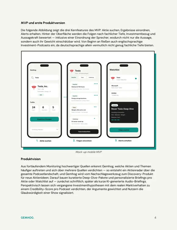 Project sketch page showing the mobile MVP